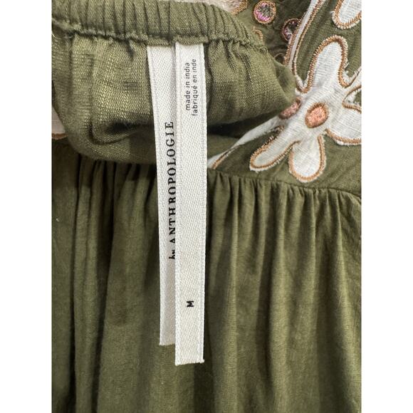 Anthropologie Pintuck Embroidered Mini Dress Women's Size M - Picture 4 of 6